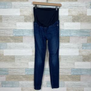 Isabel Maternity Skinny Jeans Blue Dark Wash Belly Panel Stretch Womens 2 26R
